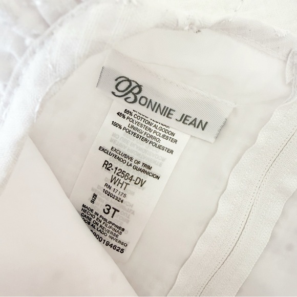 3T Bonnie Jean Kids White Eyelet Dress Pink White Polka Dot Bow - Picture 2 of 3